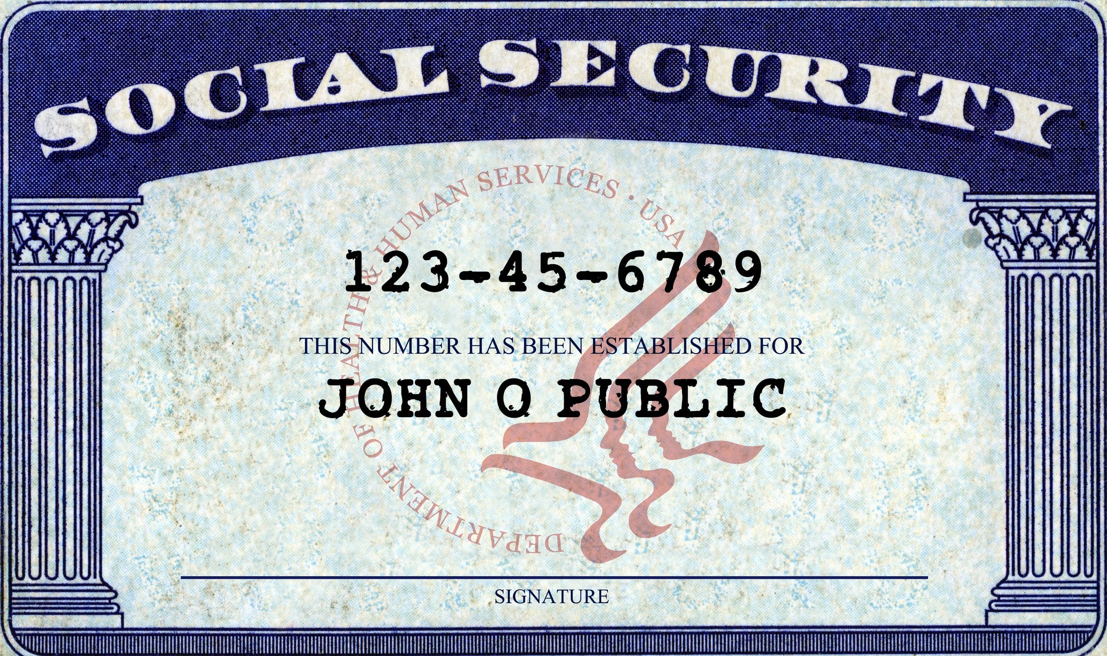 Social security card example.